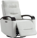 CHITA Genuine Leather Power Swivel Glider Rocker Recliner, Creamy Grey