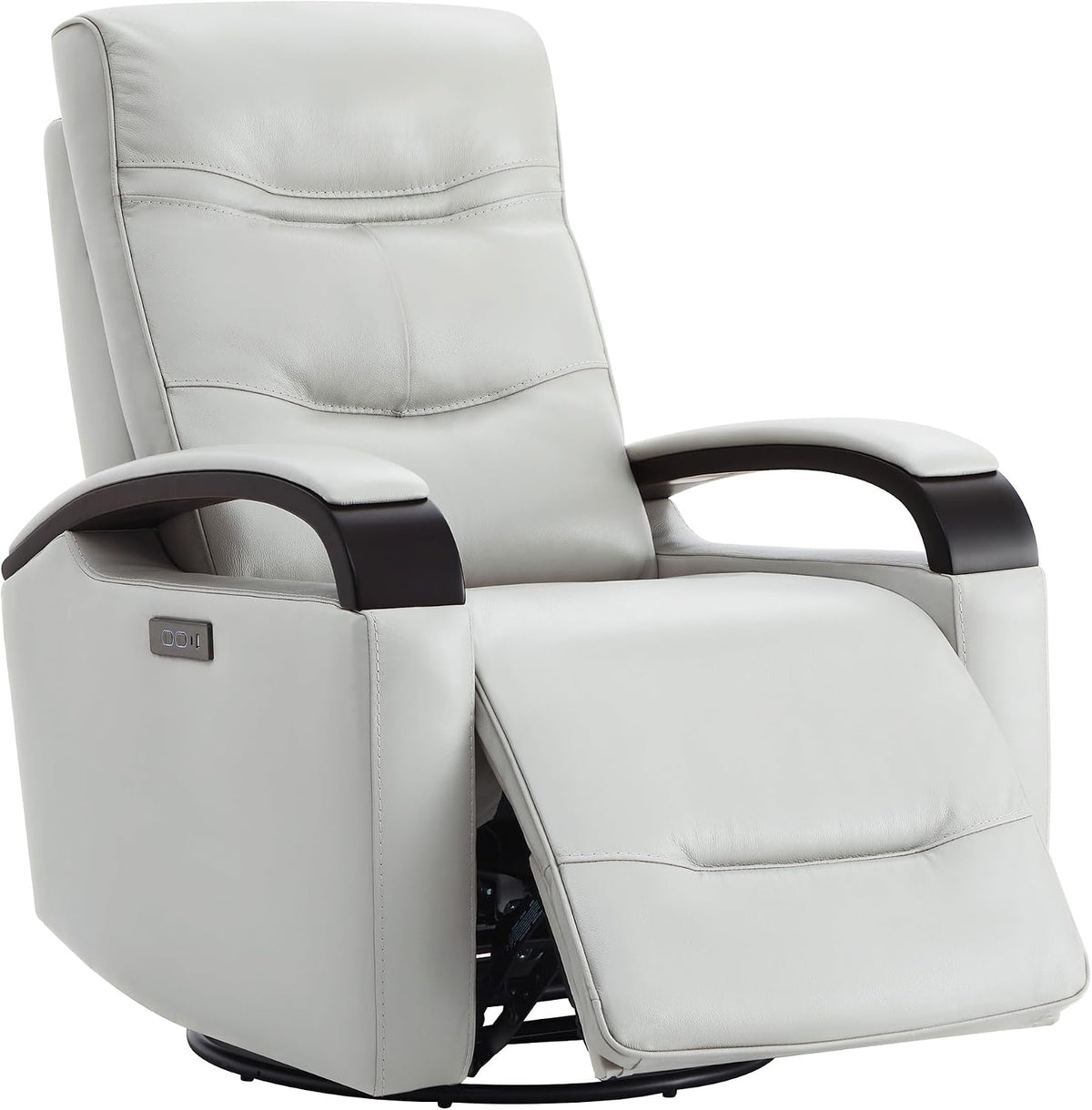 CHITA Genuine Leather Power Swivel Glider Rocker Recliner, Creamy Grey