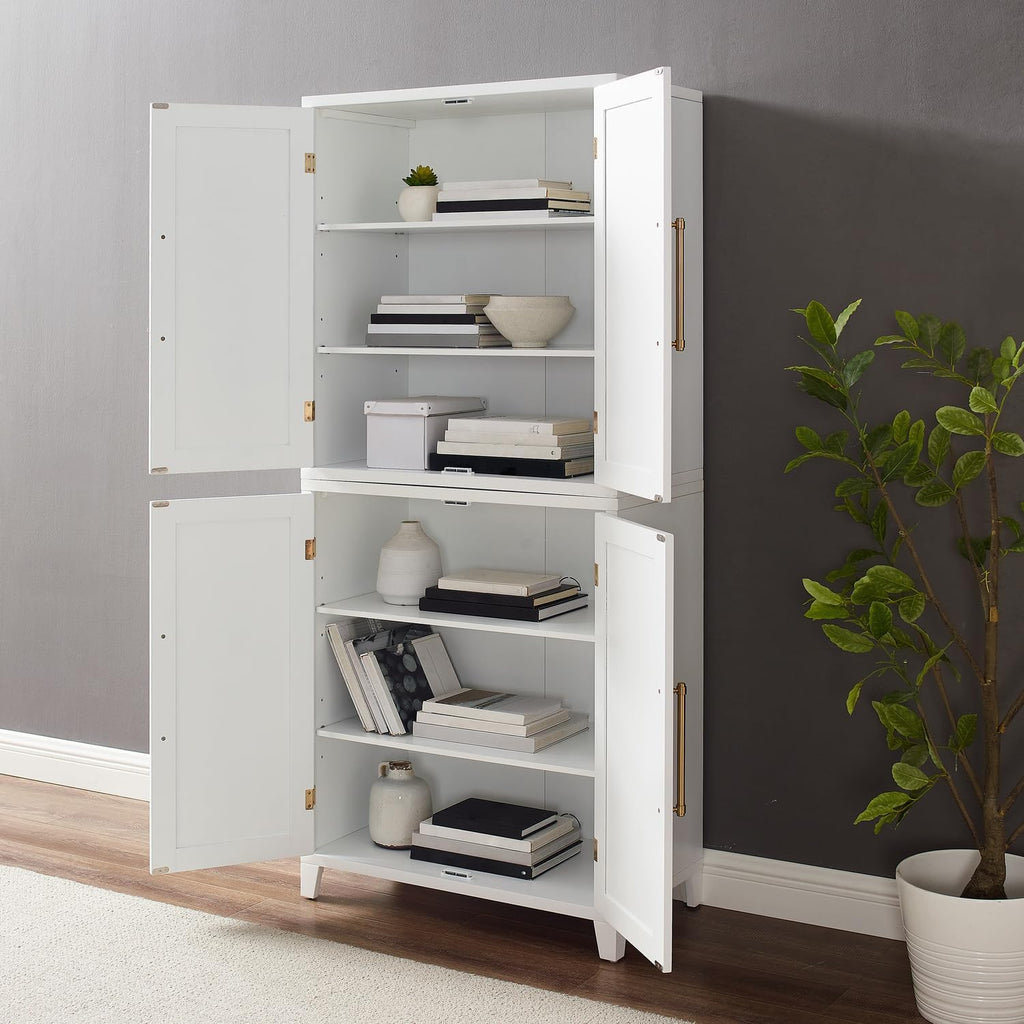Maykoosh French Fabulous Roarke Kitchen Pantry Storage Cabinet - 15.75" D x 30" W x 70.63" H, Adjustable Shelf, Floor Mountable, Engineered Wood Finish