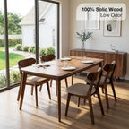 100% Solid Oak Wood Dining Room Chairs - Practical Kitchen Chairs - Wood Chair for Dining Room, Kitchen (8, Walnut with Grey Cushion)