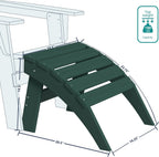 Plawdlik Folding Ottoman for Adirondack Chair–HDPE All-Weather Footrest for Outdoor Use, Garden & Poolside– Anti-Cracking, Fade-Resistant, Easy Assembly–Green