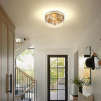 Gold Flush Mount Ceiling Light, 2-Light Hallway Light Fixtures, Modern Farmhouse Farmhouse Ceiling Light Clear Glass Brushed Gold Finish for Kitchen Porch Entryway