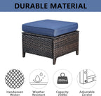 Belord Outdoor Furniture Ottoman Set of 2 Patio Seating Footstool All-Weather Rattan Wicker Ottoman Seat with Soft Cushions for Patio Furniture Set