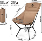 ONETIGRIS OasisFlex Camping Chair,High Back Folding Chair with Carry Bag,Great for Camping,Beach,Picnic,Park,Lawn,Sports and Outdoor Events