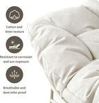 Oversized Papasan Rocking Chair with Thickened Cushion, Heavy-Duty Cozy Egg Chair, Large Comfy Lounge Chair for Reading, Relaxing & Bedroom Living Room, White
