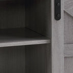 TV Stand Sliding Barn Door Modern&Farmhouse Wood Entertainment Center, Storage Cabinet Table Living Room with Adjustable Shelves for TVs Up to 65" (Gray, Farmhouse with Open Shelf)