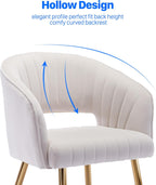 KCC Modern Velvet Desk Chair Accent Armchair Upholstered Tufted Chairs Dining Chairs, Tufted Vanity Chair Side Chairs with Gold Metal Legs for Dining Room Living Room Restaurant,1 PC &Cream