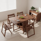 Extendable Drop Leaf Folding Dining Table with 2 Hidden Storage Drawers and 4 Wheels, No Assembly Required Space Saving Table for Small Spaces, Living Room & Kitchen (51.18 inch Table & 4 Chairs)