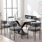 Cinxzar Grey Boucle Dining Chairs Set of 6, Upholstered Dining Room Chairs with Black Metal Legs, Modern Dining Chair for Dining Room, Kitchen