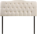 Modway Annabel Tufted Button Linen Fabric Upholstered King Headboard in Ivory
