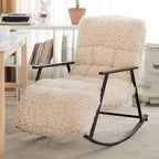 Fluffy Armchairs with Adjustable High Backrest, Rocking Chair with Side Pockets, Upholstered Glider Cozy Accent Chair, Loading Capacity 200kg/440lb