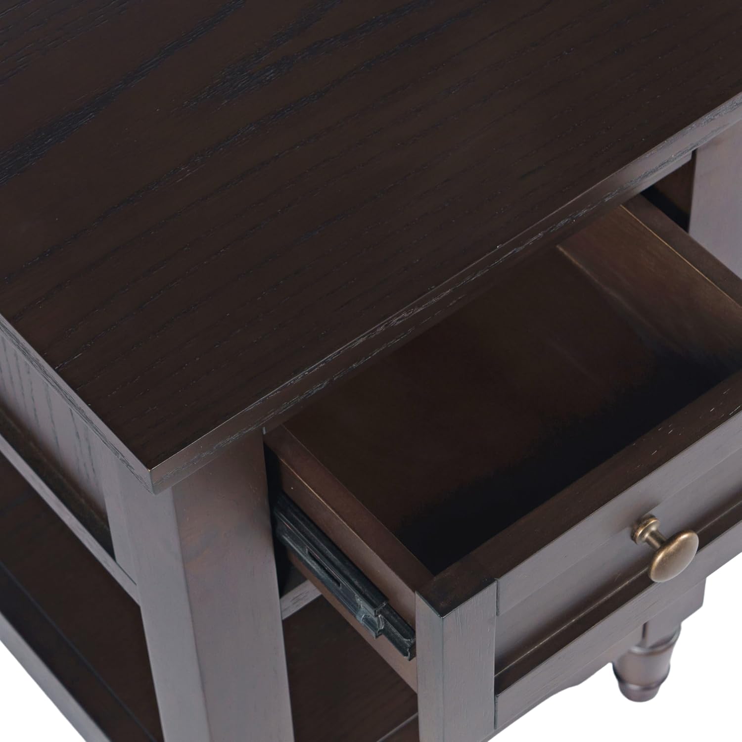 Brentwood Modern Transitional Chairside End Table with Drawer and Storage Shelf,Dark Brown