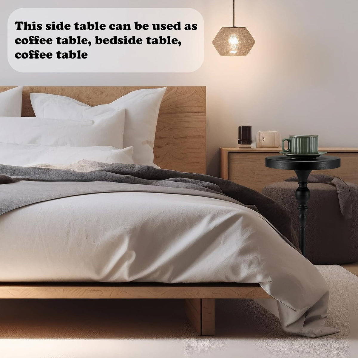 CroBlissful Black Metal Martini Table 9.5 x 9.5 x 20.5 Inches Round Drink Tables Decorative Pedestal Side Desk for Small Spaces Cocktail Drink Holder Stand Small End Shelf for Living Room Bedroom