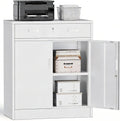 Metal Storage Cabinets with Drawer, 36" H Lockable Storage Cabinet with Doors and Adjustable Shelves, Small White Steel File Cabinet for Home, Office, Warehouse, School, Assembly Required