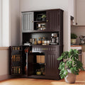 Gizoon Tall Kitchen Storage Cabinet with Door and Shelves Dark Brown | Kitchen Pantry Cabinet with Storage 67" Large Coffee Bar Hutch with Storage for Dining Room Kitchen and Living Room, Painted