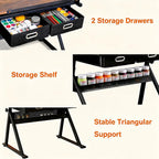 Garvee Height Adjustable Drafting Table, 0-75°Tilting Drawing Desk | Artist Table w/Stool, Multifunctional Art Craft Workstation with 2 Storage Drawers for Home Office Reading Writing Crafting