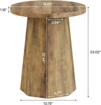 Tribesigns Farmhouse Round End Table, Wooden Couch Side Table with Octagonal Base, Rustic Brown Nightstand Pedestal Accent Furniture for Living Room, Bedroom (1)