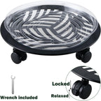 1 Packs Large Metal Plant Caddy with PU Wheels 13.6" Heavy-Duty Wrought Iron Rolling Plant Stands Indoor Outdoor Wheeled Plant Dolly Planter Mover Rollers Plant, Leaf Style