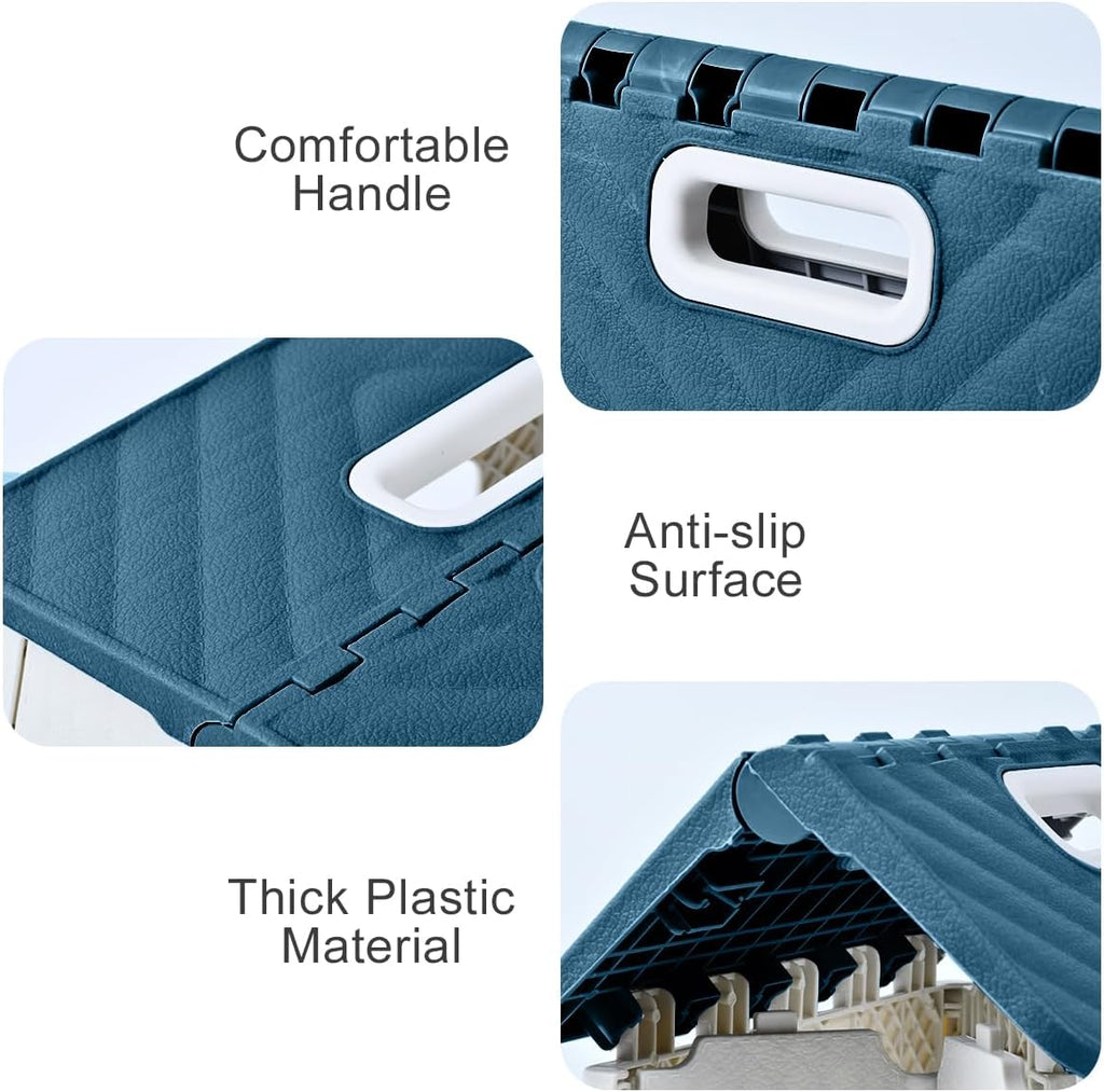 Folding Step Stool, Compact Plastic Foldable Stool for Kitchen Bathroom | Space-saving design, Lightweight and easy to carry, Durable plastic for daily use