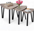 Nesting Coffee Tables Set of 3,Triangle Rustic Industrial Side End Tables for Home