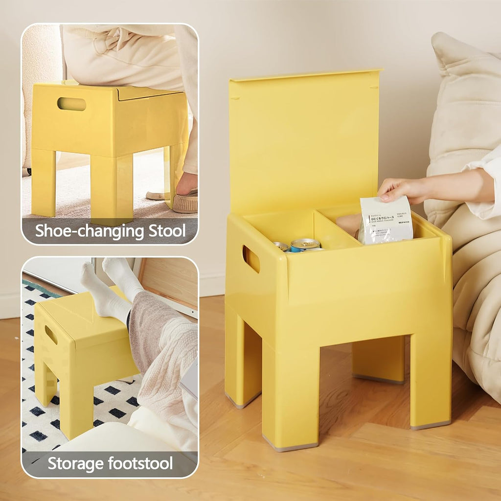 Colorful ABS Plastic Nightstand Detachable Storage Side Table Stool | Tool-Free Assembly, Eco-Friendly Plastic, Detachable Legs, 230 Lbs Load, Bedroom, Living Room, Bathroom, Outdoor & Pool Use