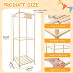 Stuffed Animal Storage Zoo with Wheels, Wooden Large Stuff Animals Plushies Holder, 22.5" D x 22.5" W x 64" H Toy Organizer Storage Cage with Elastic Band and Net for Nursery Playroom Bedroom