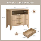 Fluted Nightstand with 2 Drawers, 27" Modern Nightstands Set of 2 with Storage, Large Queen Size Bed Side Table and End Table for Bedroom, Living Room, Office,(Natural Oak,2 Pieces)