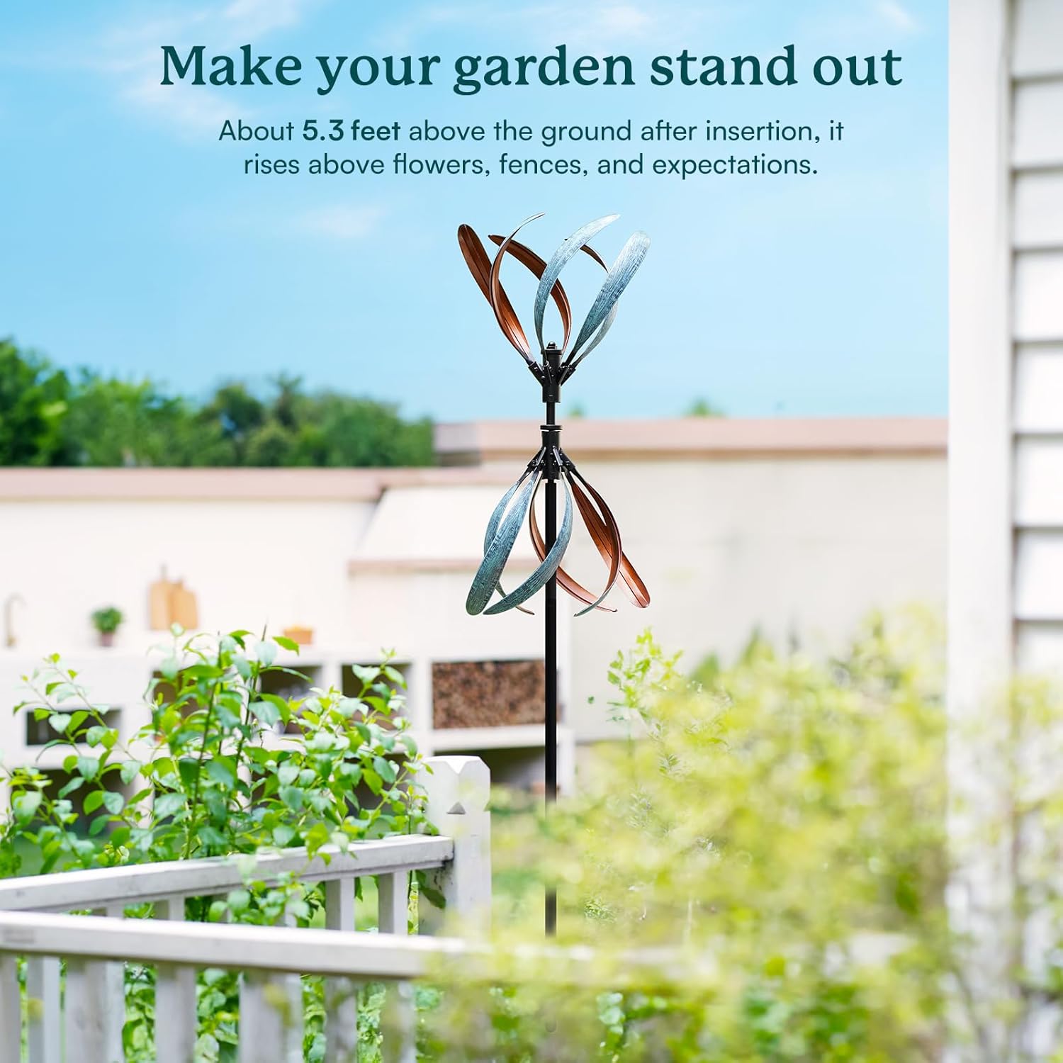 Wind Spinners Outdoor – Metal Large Wind Spinner with Stake for Yard and Garden, Garden Wind Sculptures & Spinners, Ideal Gift for Family (13'' W x 70.5'' H)