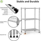 M MZG 450 lbs Wire Storage Shelving 3-Tier Utility Shelving Unit Steel Organizer Wire Rack for Home,Kitchen,Office,Chrome(11.8" D x 17.7" W x 26.4" H)