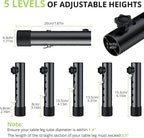 4Pack Folding Table Leg Extenders, 5 Levels Adjustable Height Rise Up to 6.1” Heavy Duty Steel Table Risers for Straight and Bent Legs Under 1.4" Diameters, Black