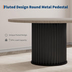 GarveeHome 47" Round Dining Table for 4-6 People, Dining Room Table with Sturdy Waveform Metal Pedestal Base, Farmhouse Circle Kitchen Table for Dining Room, Kitchen