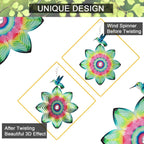 SPRING SONG Hummingbird on Mandala Flower Wind Spinner for Yard and Garden Stainless Steel Spinner Indoor and Outdoor Hanging Decor Crafts Ornament Gifts Kinetic Art Yard Garden Hanging Wind Spinner