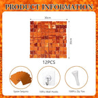 12PCS Orange Shimmer Wall Backdrop, Laser Square Sequin Photo Backdrops Panel, Glitter Wall Background for Birthdays, Weddings, Halloween, Engagements, Disco Bachelorette Party Decoration (3FTx4FT)