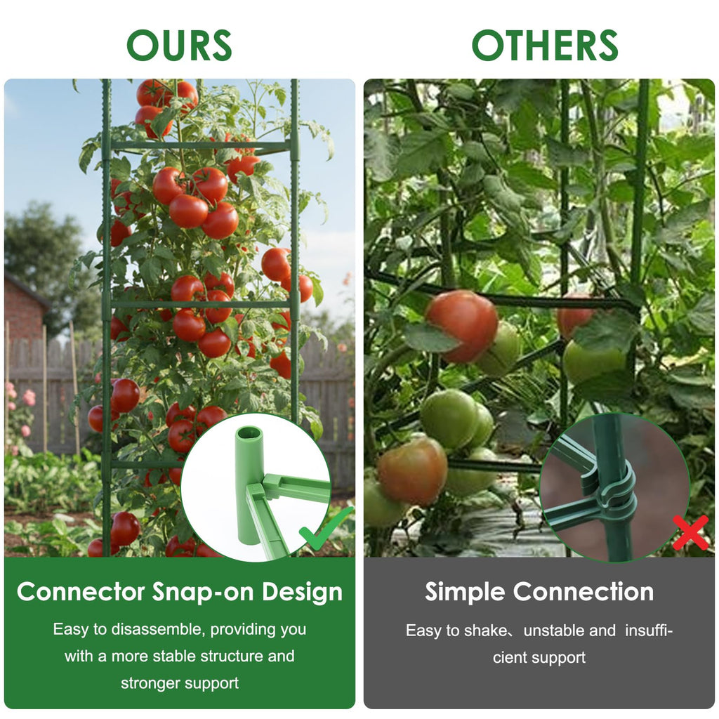 CEWOR 3 Pack Extra Tall Tomato Cage, 63 Inch Adjustable Tomato Trellis | Large Tomato Cages for Garden, Plant Cages Structure Triangle Stakes for Raised Garden Bed, Climbing Plants Outdoor