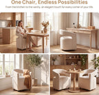 DUOMAY Modern Upholstered Dining Chairs with Swivel Casters - Set of 4 - Contemporary Linen Barrel Back Accent Side Chair Desk Chair for Dining Room Living Room Kitchen, Beige