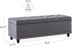BELLEZE Storage Ottoman, Tufted Ottoman with Close Hinge, Foot Rest for Living Room (Gray, 47 inch)