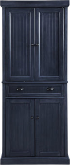 Crosley Furniture Seaside Coastal Pantry Storage Cabinet with Shelves, Kitchen, Dining, or Laundry Room, Distressed Navy