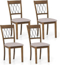 Giantex Dining Chairs Set of 4, Fabric Upholstered Armless Kitchen Chairs w/Hollowed Backrest, Padded Seat, Rubber Wood Frame, Farmhouse Side Chairs for Living Room Restaurant, Rustic Brown
