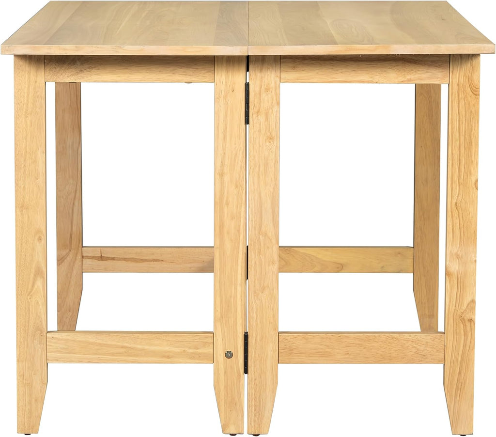 Merax Farmhouse Wood Extendable Dining Table with Drop Leaf for Small Places, Modern Freestanding Scalable Desk for Kitchen & Living Room, Natural