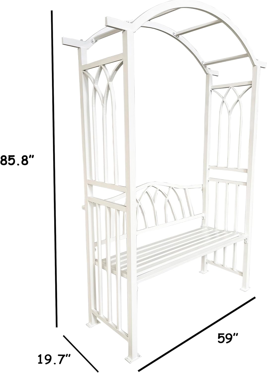 White Aluminum Garden Arbor Arch with 2-Seater Bench