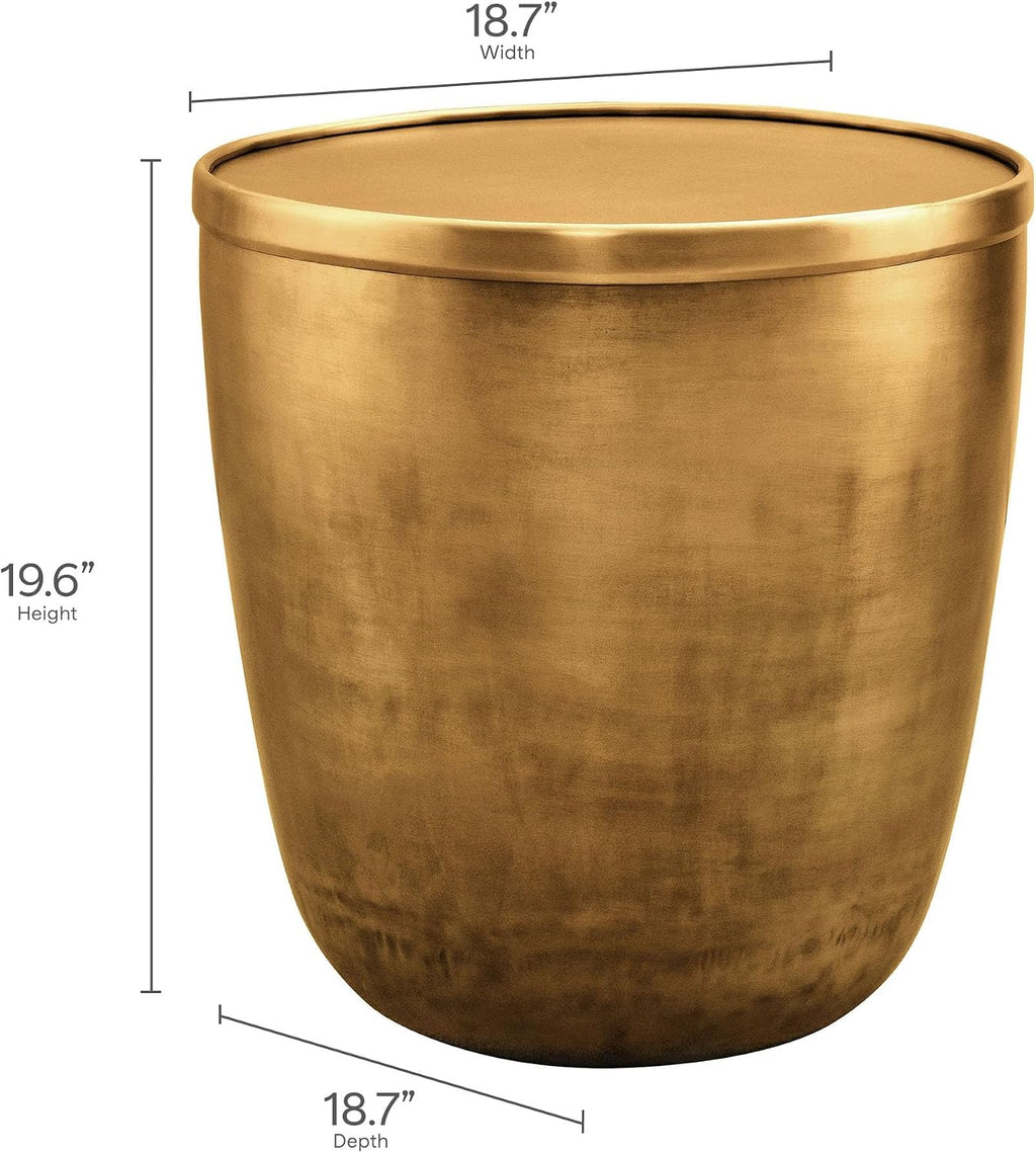 Modway Viora Metal Storage Side End Table in Burnished Brass - Modern Small Accent Table with Removable Lid