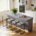 homary 72" Large Gray Kitchen Island with Storage & LED Lights, Wood Freestanding Island with Wine Rack, Drawers, Cabinet & Shelves, Modern for Kitchen & Dining Room
