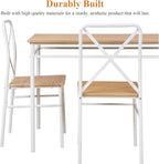VECELO Dining Table Set for 4, 5-Piece Wood Kitchen Table with Chairs for Small Space, Breakfast Nook, Space-Saving, Natural White