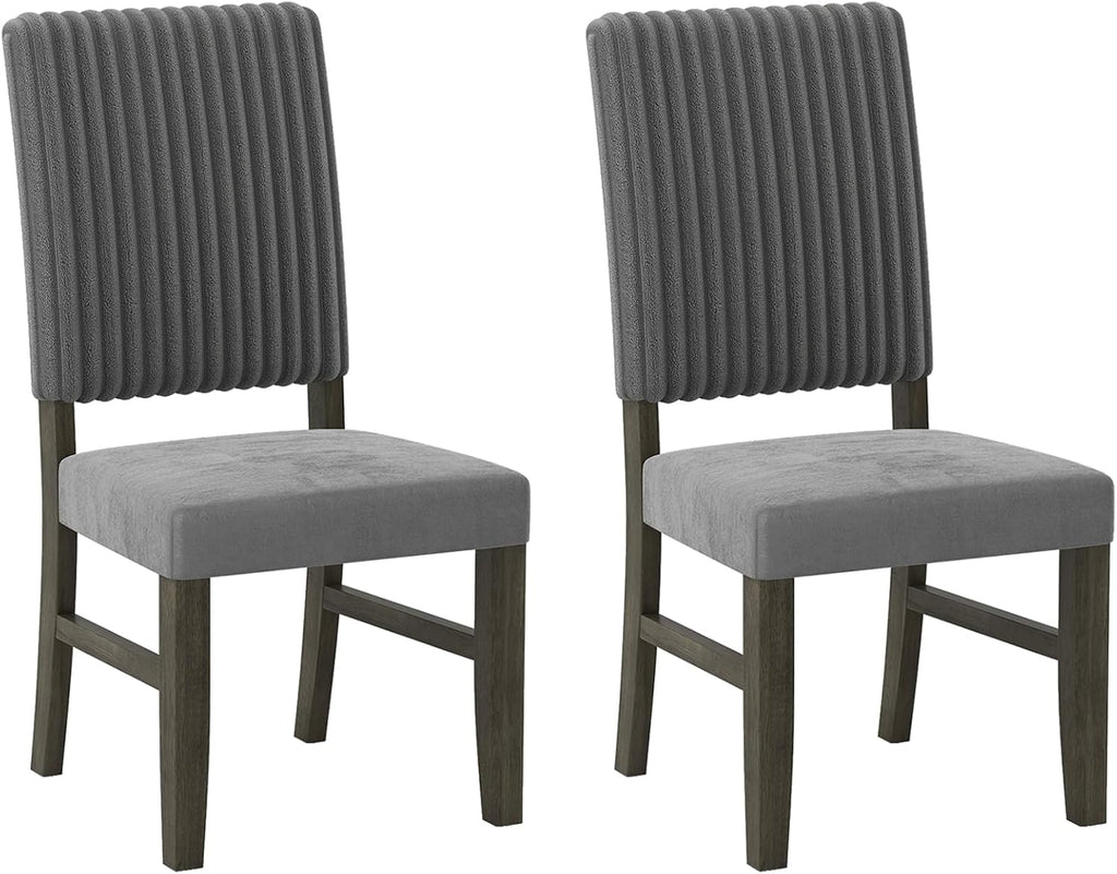 Giantex Dining Chairs Set of 2, Mid-Century Velvet Fabric Upholstered Chairs with Rubber Wood Legs, Thick Padded Seat, High Back, Modern Side Armless Chairs for Kitchen Living Dining Room