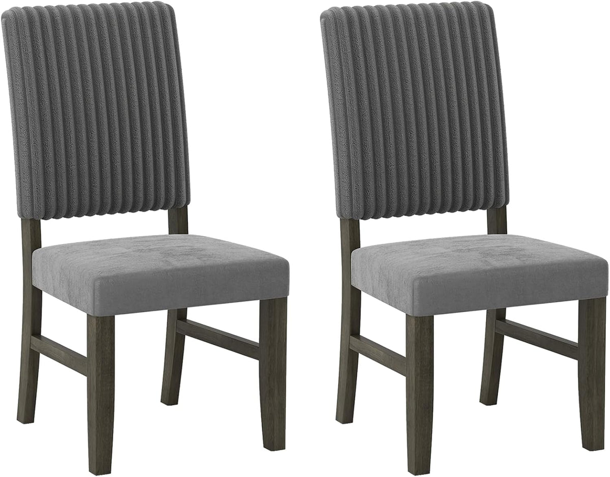 Giantex Dining Chairs Set of 2, Mid-Century Velvet Fabric Upholstered Chairs with Rubber Wood Legs, Thick Padded Seat, High Back, Modern Side Armless Chairs for Kitchen Living Dining Room