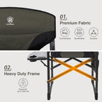 EVER ADVANCED Lightweight Aluminum Director Camping Chair, 350 lb Capacity | 19" Joint-Friendly Seat for Easy Standing with Side Table, Cup Holder & Storage, Ideal for Camping, Makeup Artists, Vendors