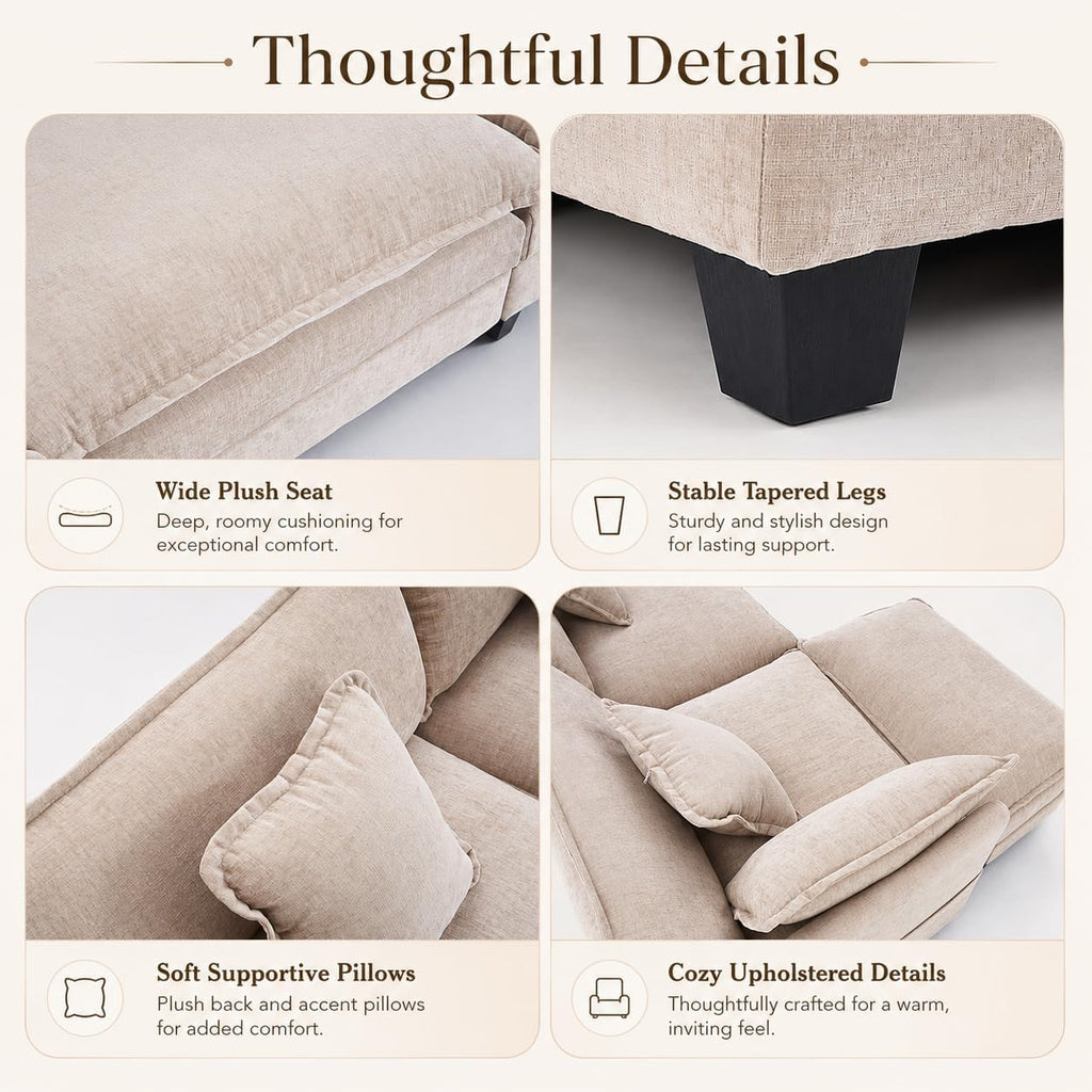41" Oversized Chair with Ottoman, Chenille Reading Chair and a Half, Deep Seat Comfy Armchair with Pillows for Living Room, Bedroom, Apartment, Home Office (Coffee)