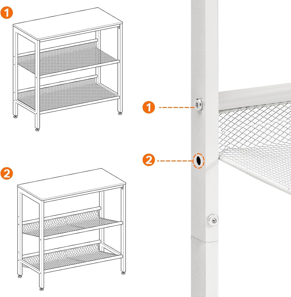HOOBRO End Table, 3-Tier Narrow Side Table, Nightstand with 2 Flat or Slant Adjustable Shelves for Small Spaces, Hallway, Living Room, Bedroom, Sturdy, Easy Assembly, White WT23BZ01G1