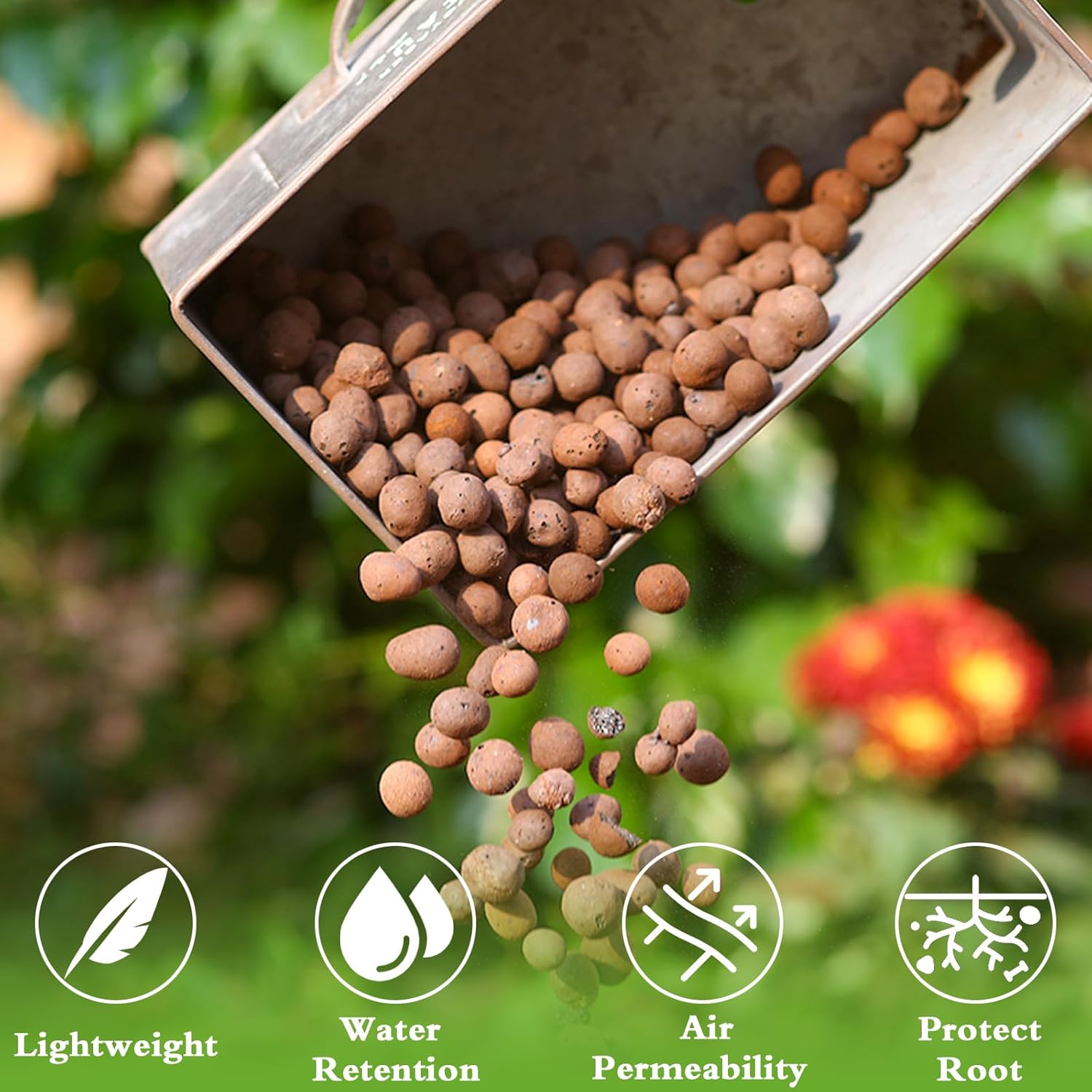 Halatool 18LB Hydroton Clay Pebbles for Plants 4mm-16mm Lightweight Hydro Leca Balls for Potted Plants Hydroponics Gardening Orchids Drainage Decoration Aquaponics Aquariums