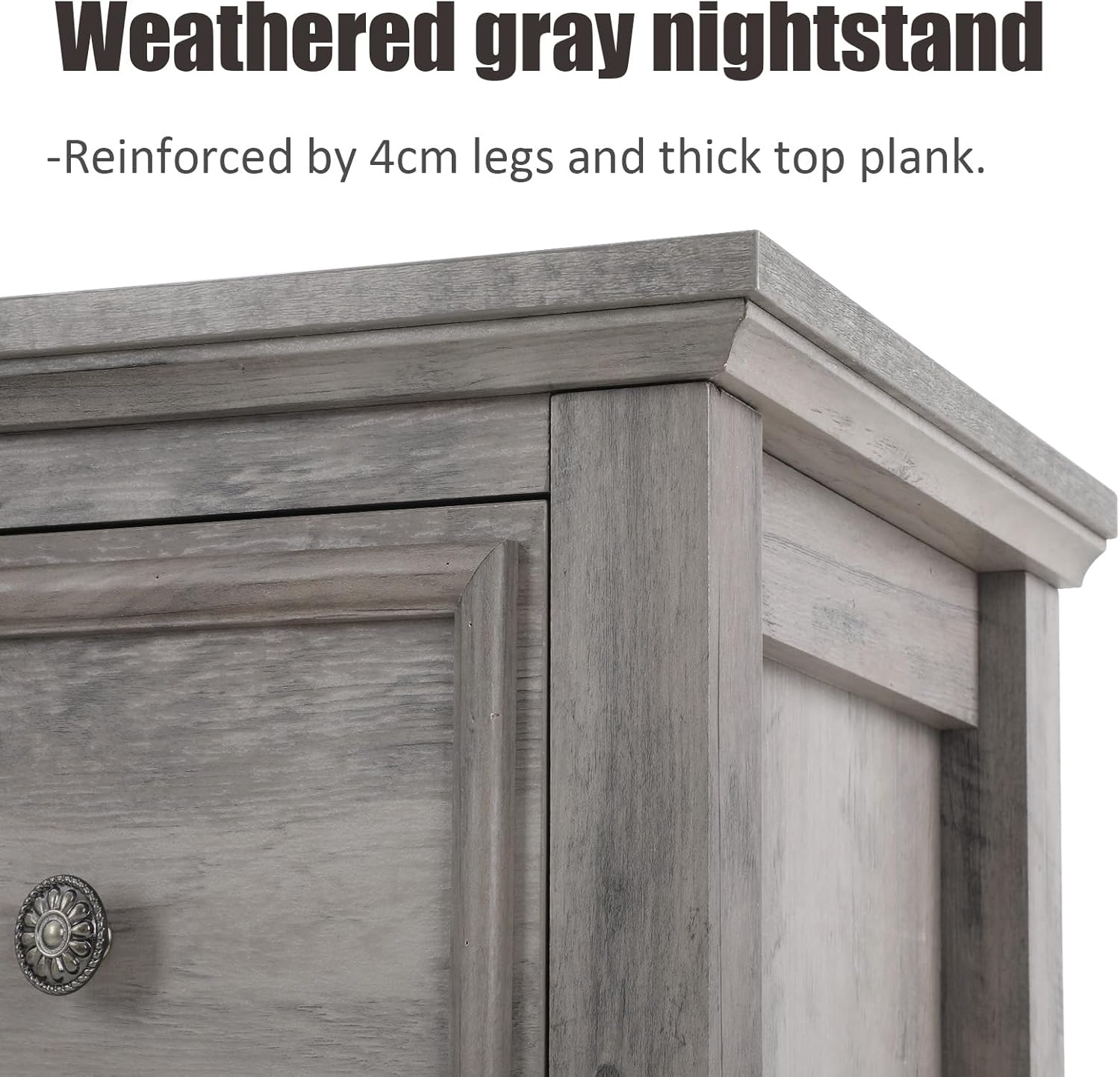 LGHM Set of 2 Large Nightstand with Charger Station, 27" W Night Stand with 3 Large Drawers, Accent Small Dresser Bed Side Table, Stable Thick Wood Legs, Timeless Look,Gray